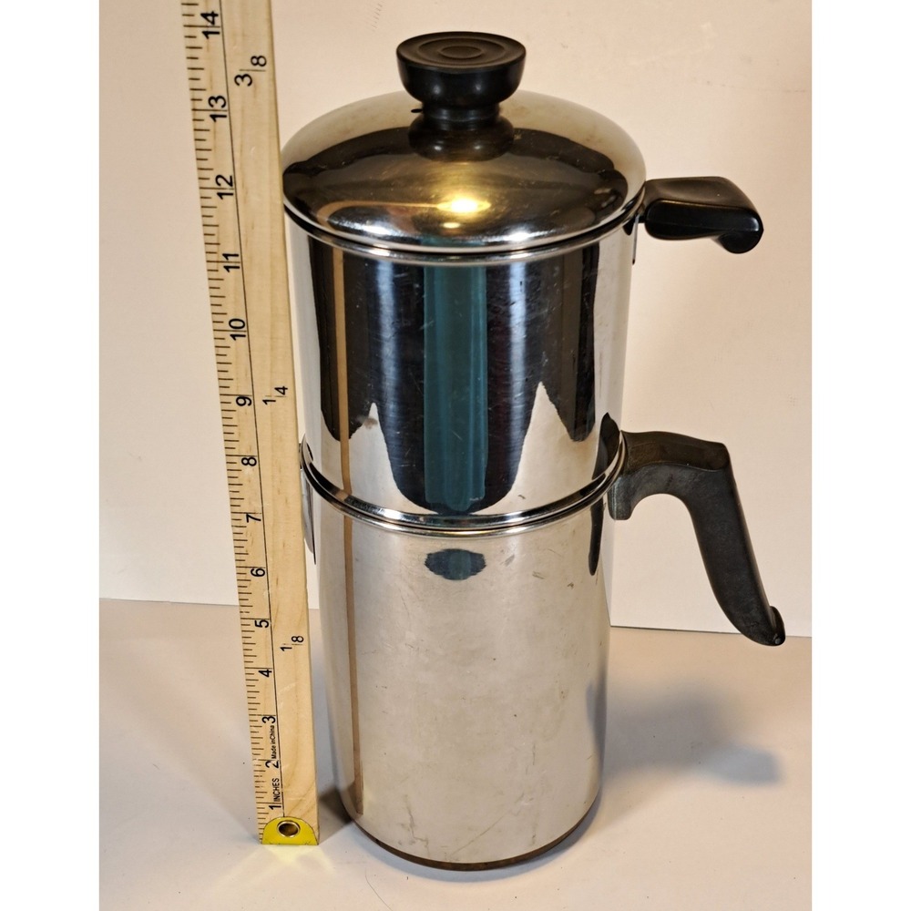 Vintage Revere Ware Copper Clad Stainless Steel Drip Coffee Maker 12.5 Inch Pot